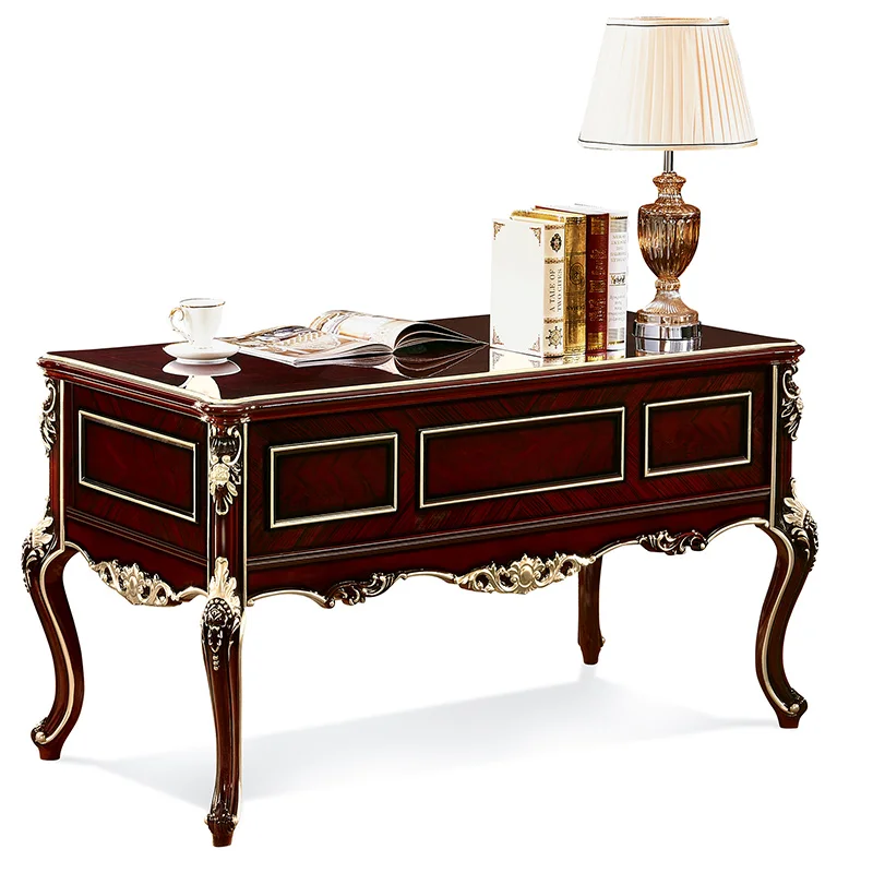 European solid wood computer desk and chair combination large family office desk study French American luxury villa table