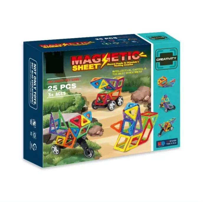 Best selling 25pcs kids magnet toys colorful magnetic tiles sets blocks educational toys