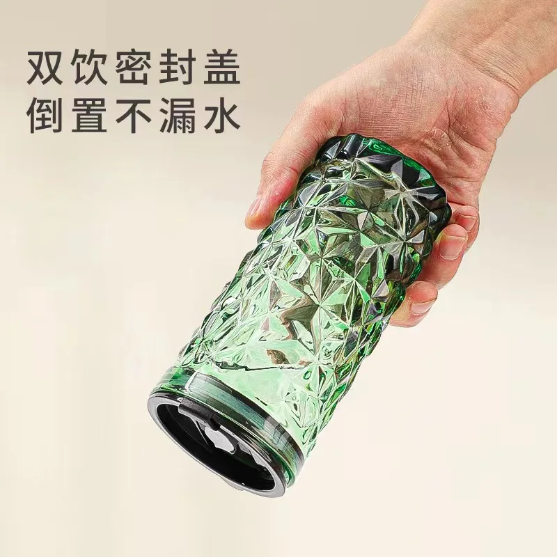 Glass Cup Transparent Glasses With Lid and Straw Drinking Glasses Coffee Mug Milk Tea Water Cups Drinkware