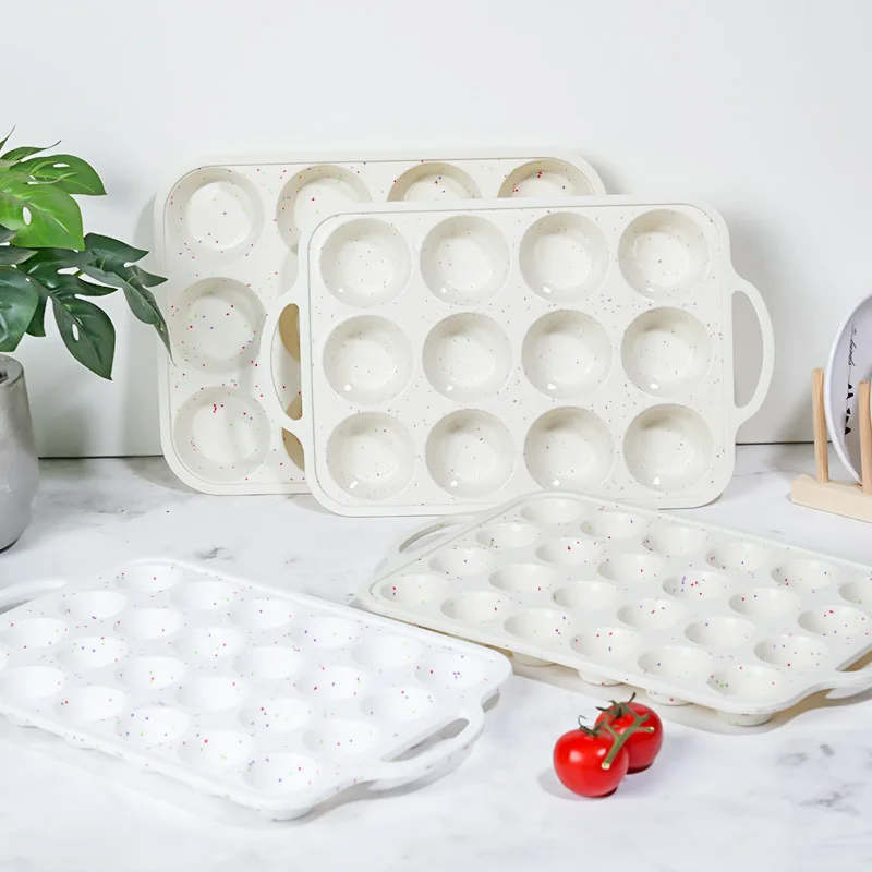 Silicone Muffin Pan With Metal Reinforced Frame 12-Cup Mini Muffin Pan for Homemade Muffins, Cupcakes, Bread