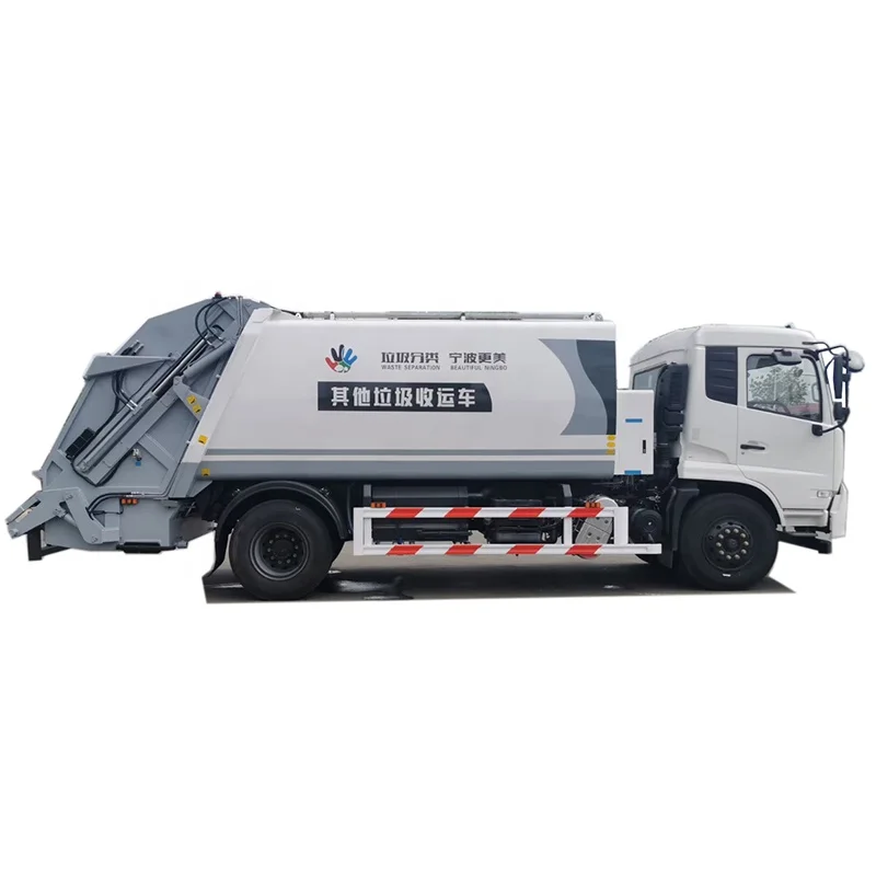 High Efficiency 12m3 Garbage Truck Compactor with a Arc-shaped Compression Chamber Box and Hopper for Sales