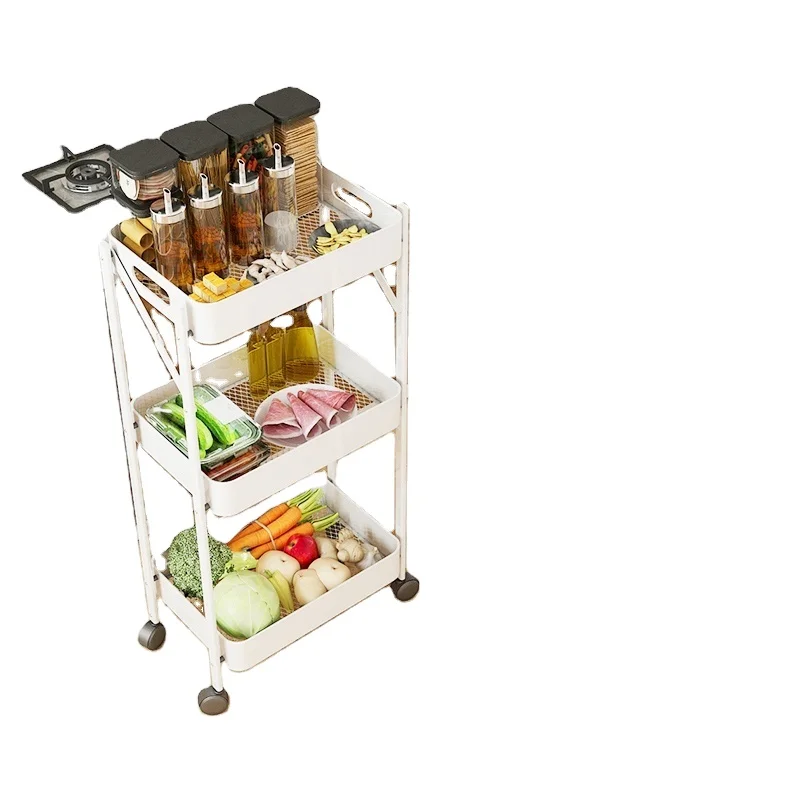 
Hot Sale 3 Tier Metal Rolling Storage Cart Folding Trolley 