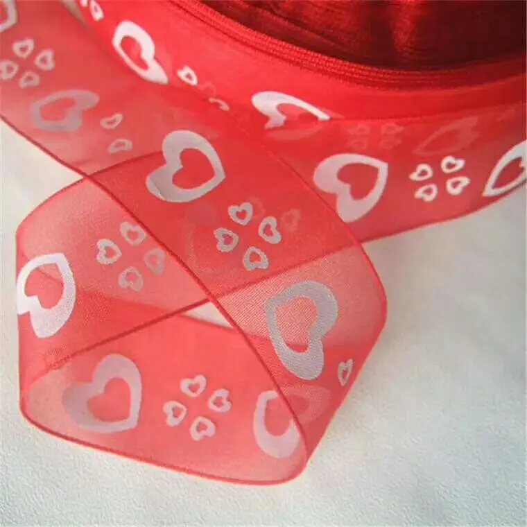 Cheap Price Print Custom Logo Fashion Lace Ribbon Bow Organza Ribbon Custom Size Festival Gift Wrap Ribbon
