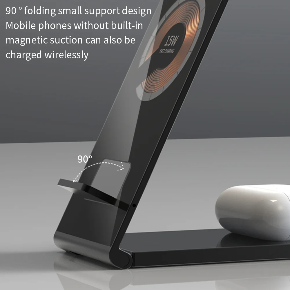 High tech trending products 2023 new arrivals Qi Wireless Charger Stand 3 In 1 Wireless Charger type c cable fast charging