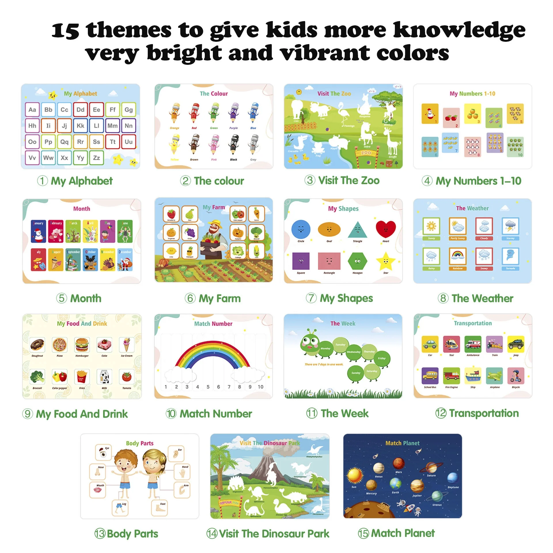 My Busy Book for Toddlers Preschool Activity Educational ABC Number Colors Shape Learning With 8 Erasable Color Pen