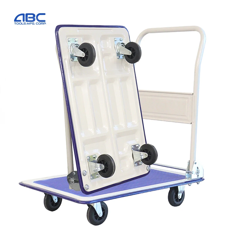 Heavy Duty Folding Mobile Plastic Platform Aluminum/Steel Hand Trucks Trolley for Goods Transport