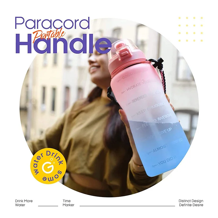 Botella Motivacional 3 En 1 Free Sports Big 2.2L Half Gallon Water Gym Big Bottle Water With Time Stamps Bottles