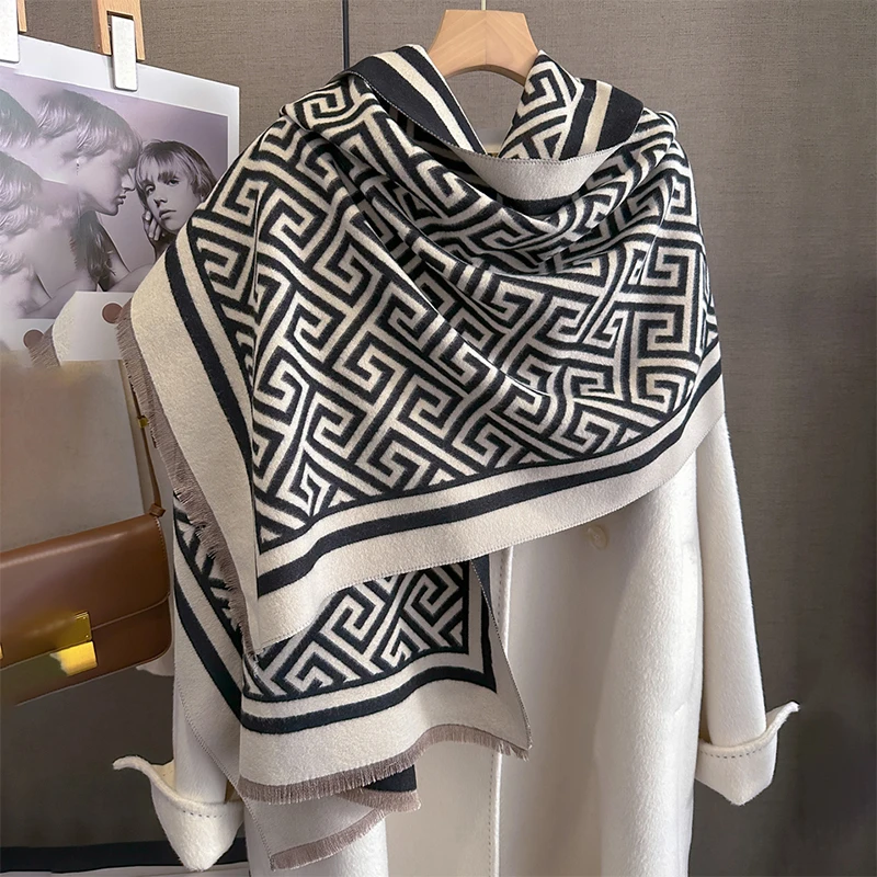 Thick Warm Blanket Cashmere Hijab Women Scarf 2023 Brand Winter Travel Pashmina Shawl Wraps Bufanda Accessories Poncho Echarpe