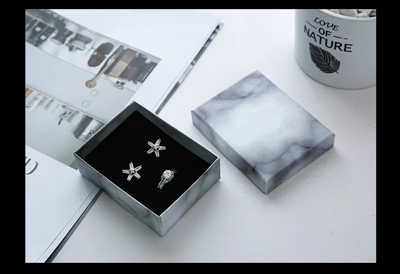 Wholesale Customize Square Marbling Jewelry Box Necklace Earrings Ring Bracelet Case Gift Packaging Box