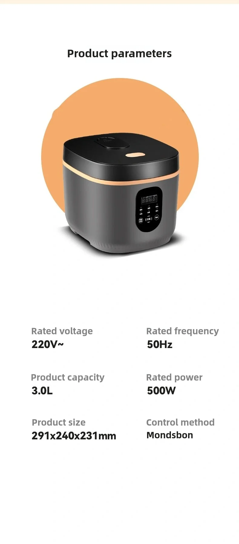 Smart New Electric Rice Cooker Nonstick Square 3L/5L Low Carb Kitchen Appliance Plastic Measuring Cup Paddle Household Hotel Use