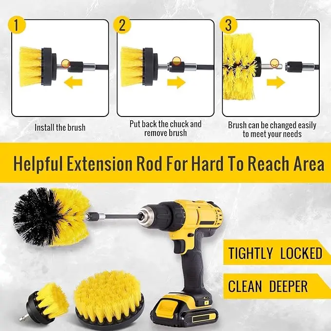 Popular Universal Bristles with Very Strong Cleaning Function Electric Drill Cleaning Brush Kit Can Be Used for Car Cleaning