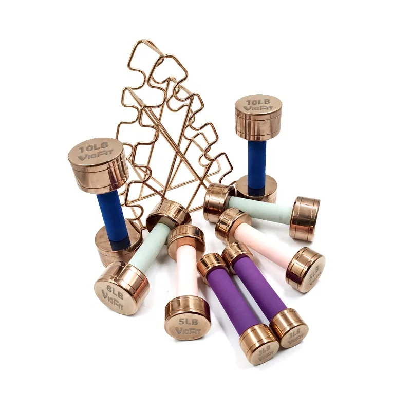 Vigor Weight lifting Rose Golden Chrome Steel Dumbbells Handle With Foam Handle women gold dumbbell