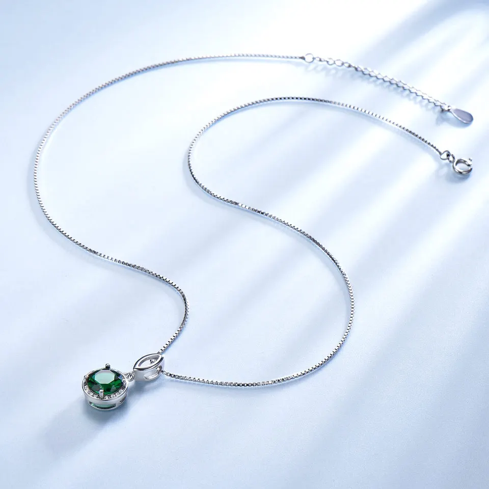 925 Silver Luxury Jewelry Set Earrings and Necklace AAA Green Zircon Bridal
