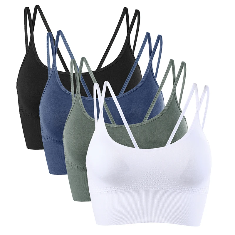 
Women Back Shockproof Solid Color Sports Bra seamless wireless bras high quality plus size yoga sports bra 