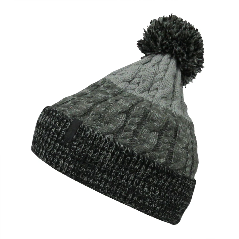 Multicolor Beanie Thick Chunky Cable Acrylic Knitted Bobble Hats