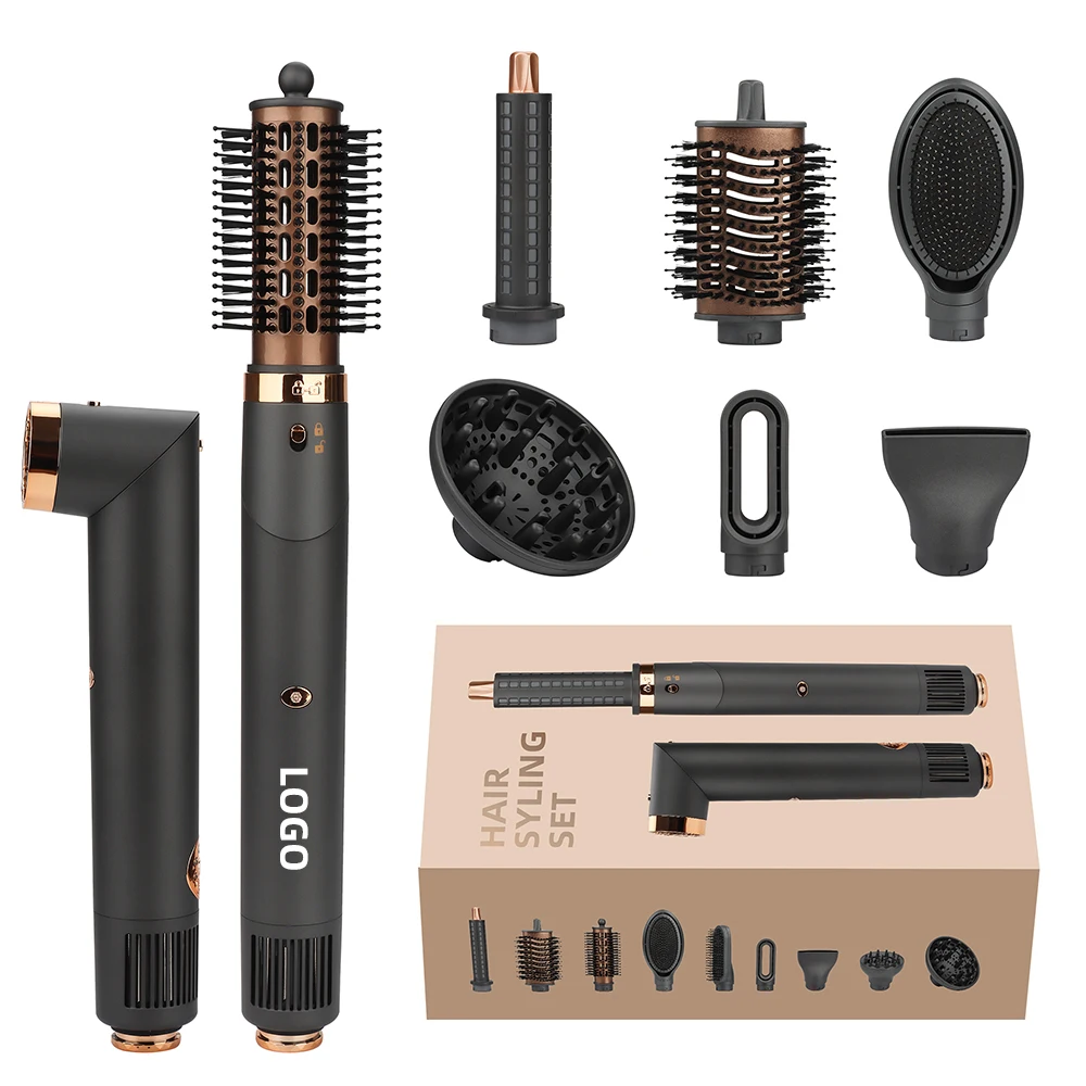 Custom Logo 7 In 1 High Speed Brushless Motor Hair Dryer Hair Straightener One Step Volumizer Styler Hot Air Comb
