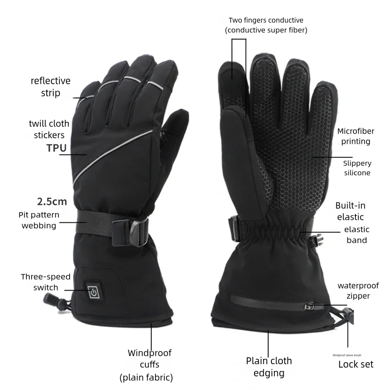 Winter Riding Skiing Skating Hiking Other Outdoor Sports Waterproof Windproof Gloves Touchscreen Heating Gloves