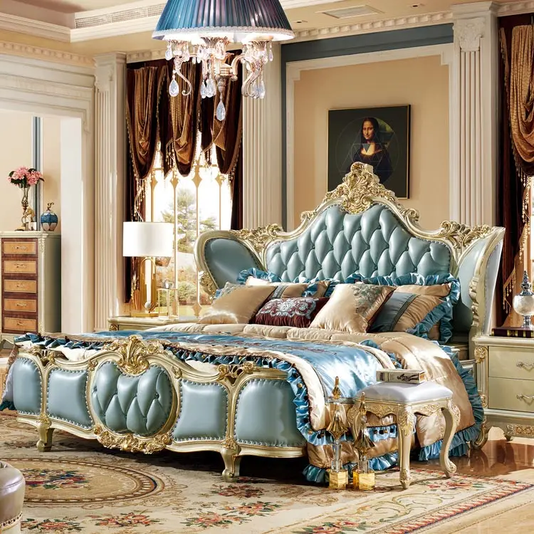 Bedroom Set Featuring French Style Sleigh Platform Bed