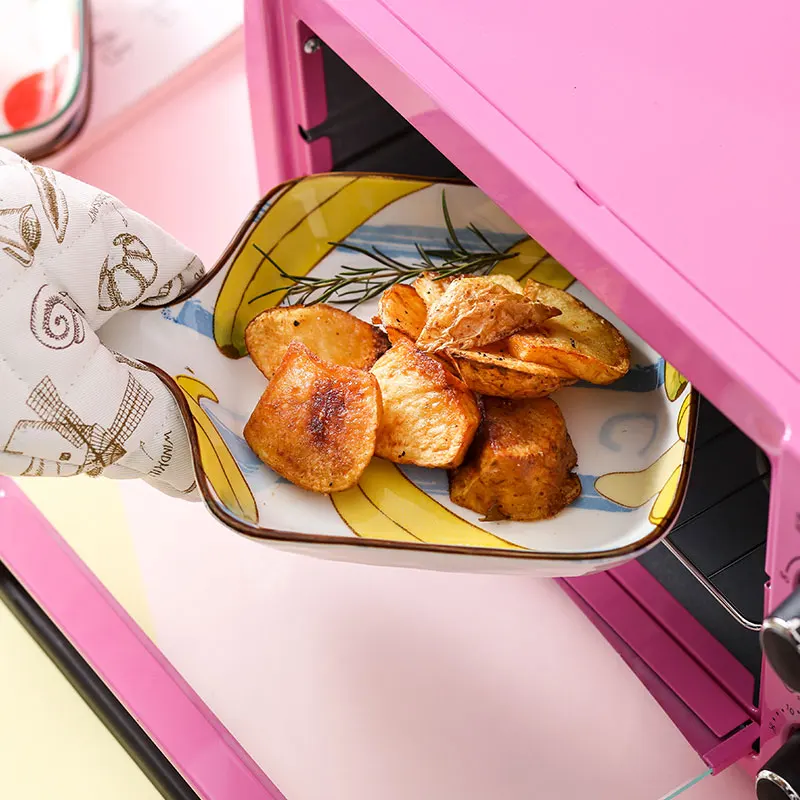 Wholesale Fruit Plate For Home Use Baking Pan With Handle Ceramic Baking Tray For Restaurants Dinnerware Set