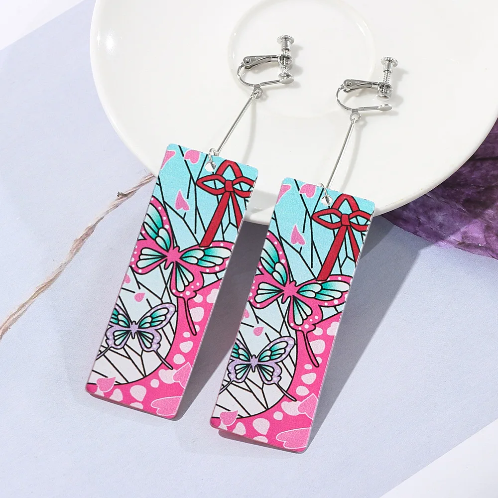 Wholesale Hot Selling Summer Demon Slayer Jewelry Anime Pendant Without Pierced Acrylic Earrings