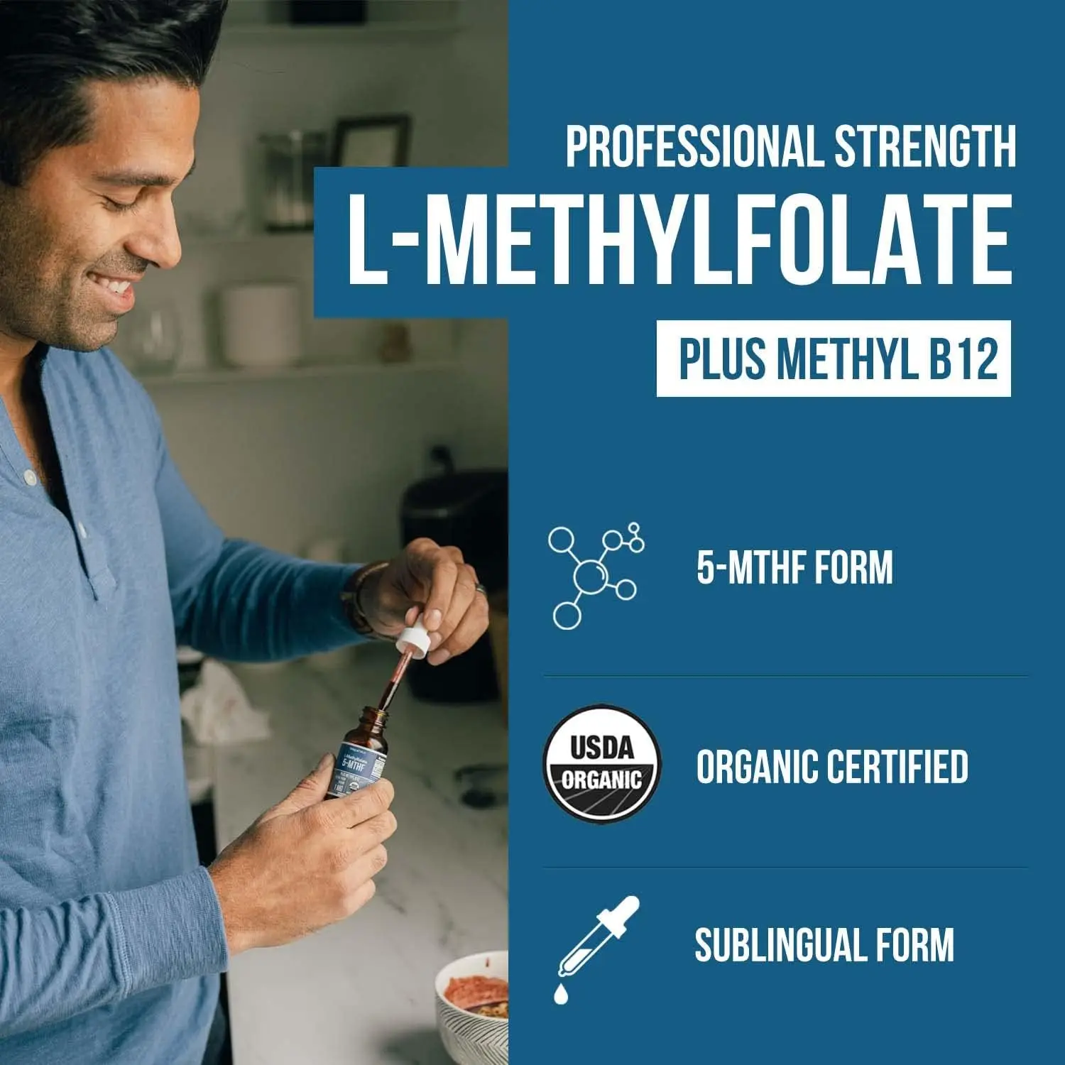OEM L Methyl Folate Drops Plus Methyl B12 Cofactor Liquid Sublingual, Active 5-MTHF Form - Homocysteine Methylation, Cognition
