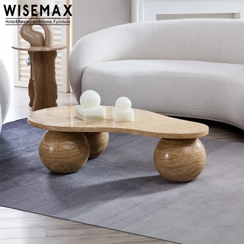 WISEMAX FURNITURE Nordic minimalist wooden center table Italian home furniture MDF top solid wood round shape leg center table