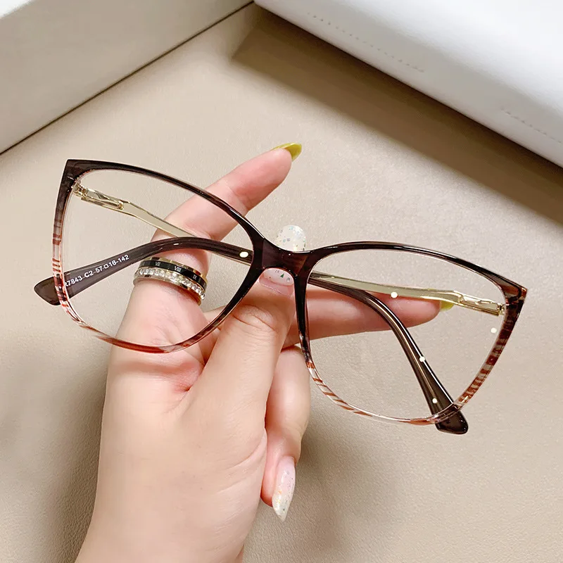 New Fashion Women Big Square Reading Glasses Retro Myopia Glasses Frame Tr90 Anti Blue Light Lenses Eyewear
