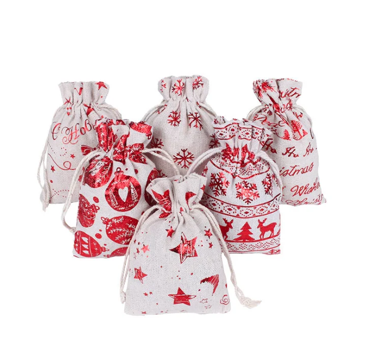 2021 New Hot Sell Promotion Small Burlap Fabric Wrap Gift Bags With Drawstring for Party Wedding Birthday Christmas Santa Sack