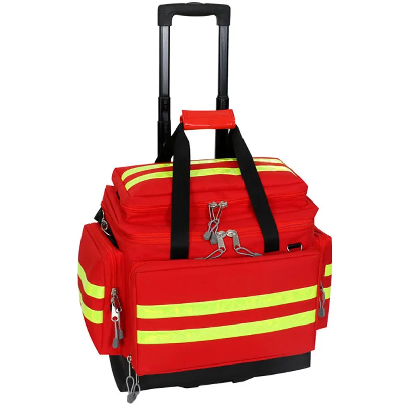 Emergency Survival Suitcase Medical PVC Storage Bag Luggage First Aid Backpack Trolley Bag