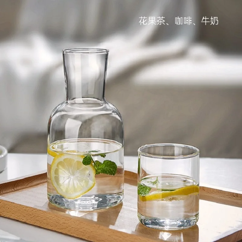 Glass cold water bottle juice cup Large capacity household high borosilicate glass thickened heat resistant one person drink set