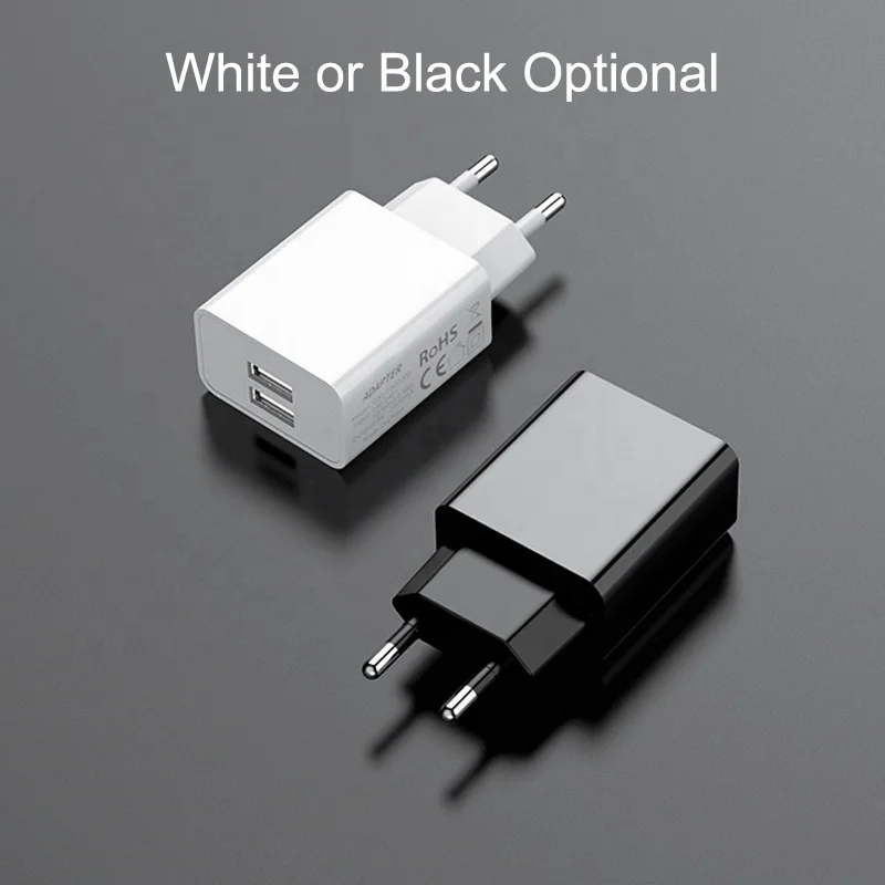 
EU plug CE Rohs certificated portable dual USB ports 5v 2a wall charger for mobile phones 