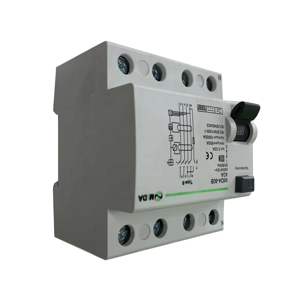 RCCBs Type B RCD 4 Pole 40A 63A 80A 30mA 10KA Circuit Breakers