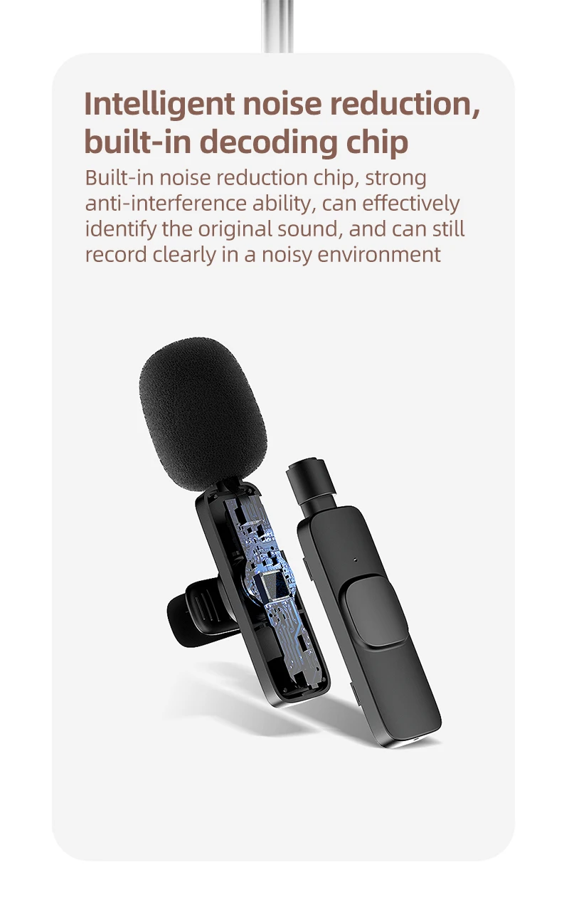 Портативный беспроводной микрофон петличный с поддержкой Bluetooth для записи видео и IOS iphone