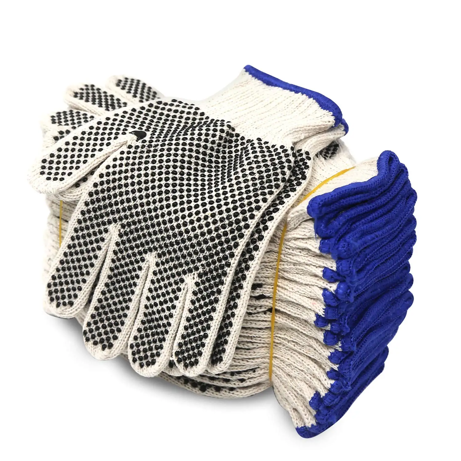 Pvc Dotted Gloves Dots Cotton Polka Dot  Polyester With Gardening Knitted Palm Coated Blue Black Pigments Safety Gloves