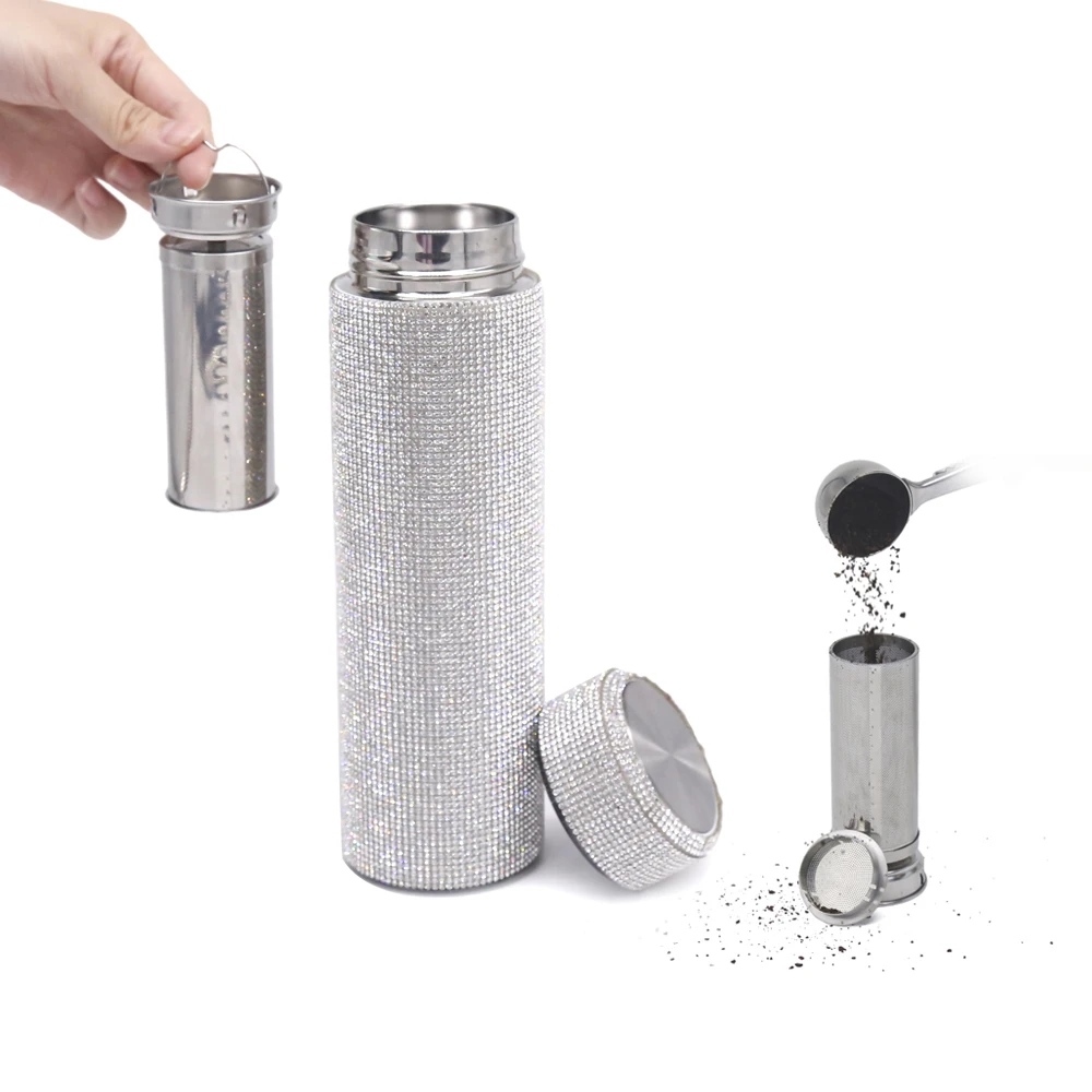 Термобутылка из нержавеющей стали со стразами, 500 мл/16 унций