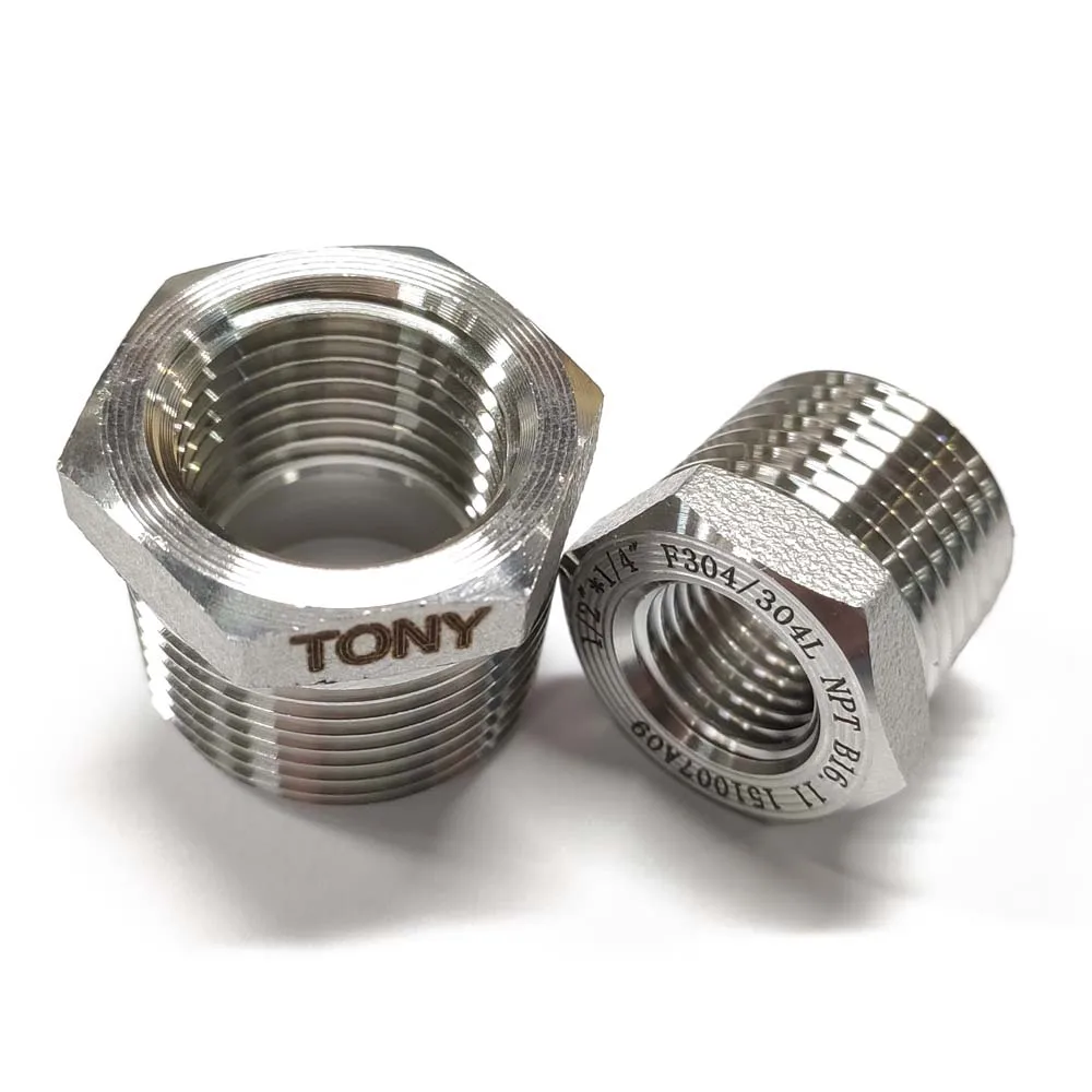 Customized SS304 Stainless Steel BSP NPT G Threaded Reducing Bushing Pipe Fitting