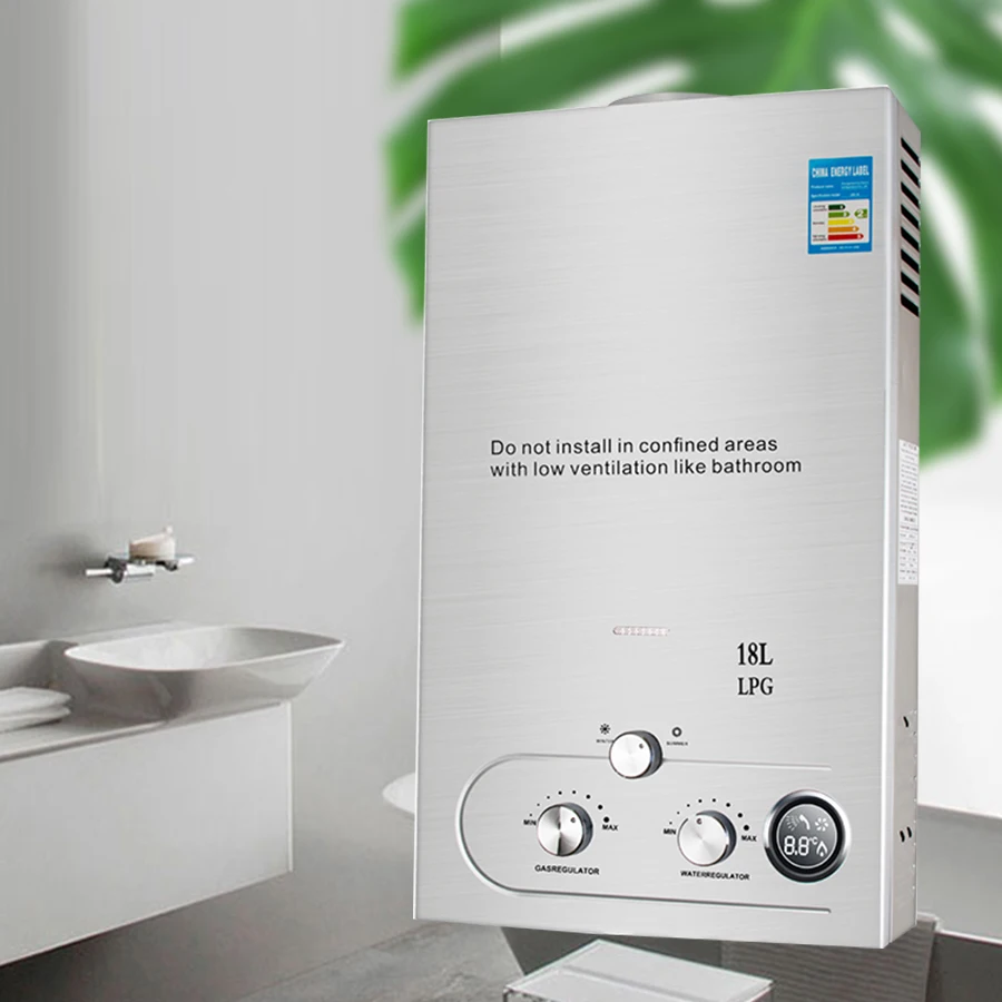 Безрезервуарный сжиженный пропановый газовый водонагреватель 18L, мгновенный нагреватель для ванной комнаты, душа