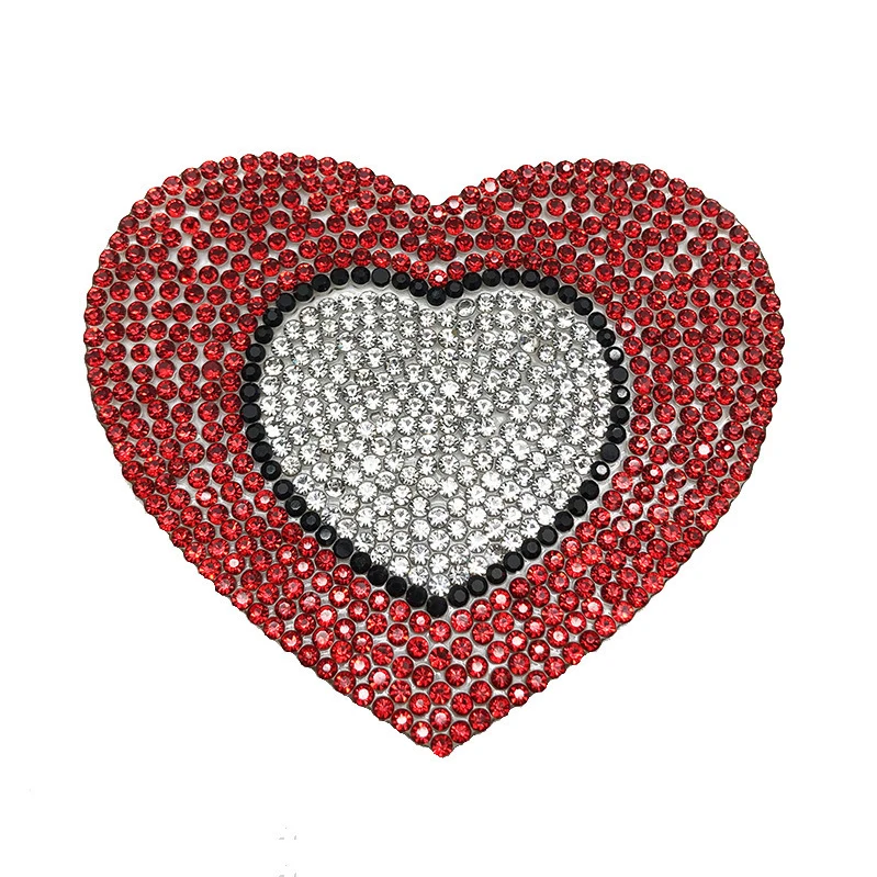 Custom Logo Self Queen Of Heart Rhinestone Iron On Patch Embroidered Embroidery Love Chenille Sequin Patches For Clothing