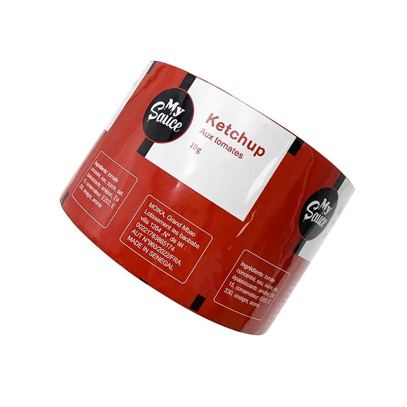 Ketchup tomates auto packaging film roll printed custom food grade sachets tomato souce plastic pet lamination package bag