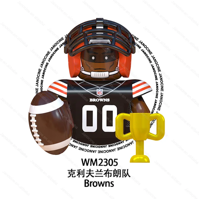 WM6133 Hot Rugby Player Star Cowboys Eagles Ravens Chiefs Broncos Mini Figures Educational Building Blocks Kids Toys