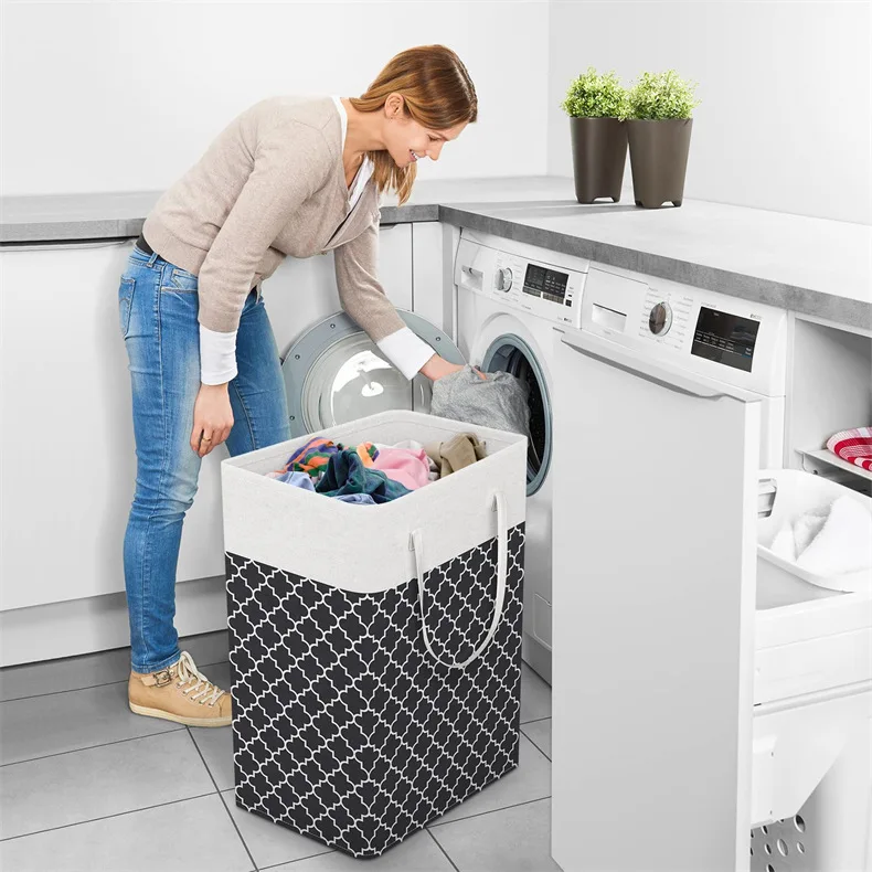 Cloth dirty clothes basket Household bathroom Foldable laundry basket Dirty clothes storage bucket Lantern printed