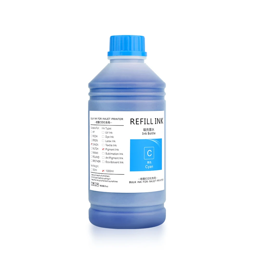 Ocbestjet 1000 Bulk 12 Colour Black Label Korea Pigment Ink For Canon Pro 540 TC 20 IP8750 PFI-120 Pixma Machine