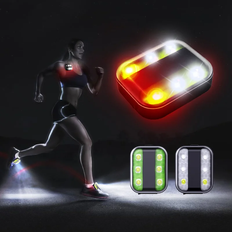 UMIONE BSCI Factory 6 LEDs Clip On Safety Light USB-C Rechargeable Running Lights For Runners With Reflector