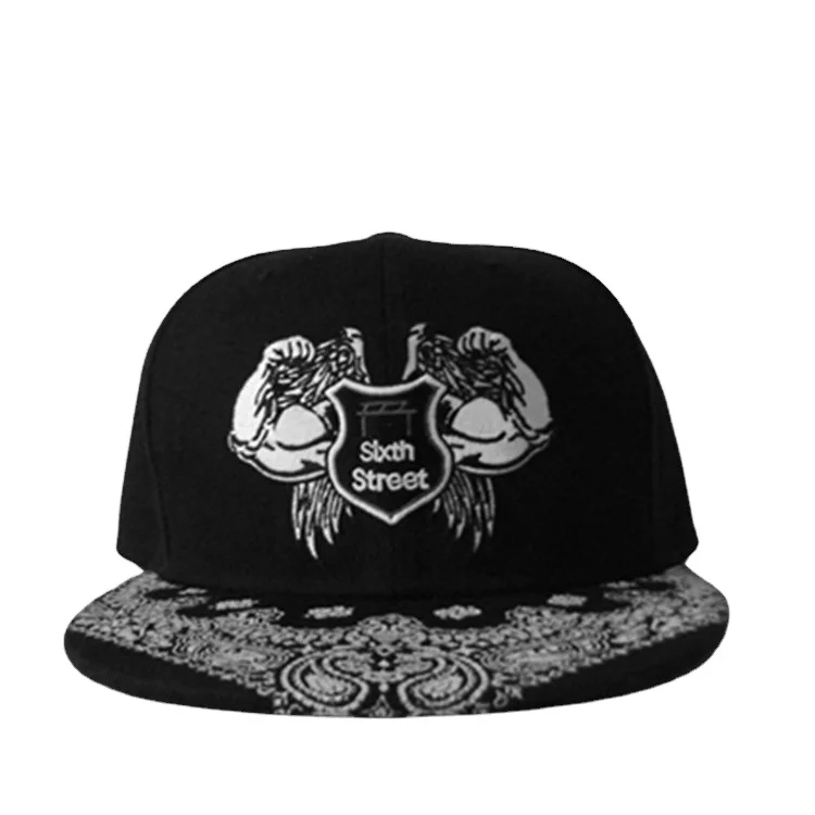 Customization High Quality Hip Hop Hat Brim Flat Cashew Flower Embroidered Baseball Cap Printed Men Hats Snapback Cap For Men