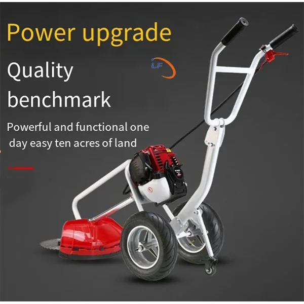 Trolley Gasoline 4 Stroke Hand Push Grass Cutter Machine Brush Cutter With Wheels Lawn Mower