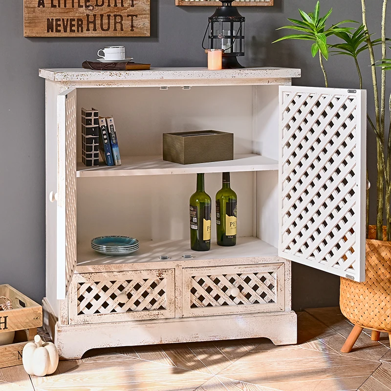 INNOVAHOME manufacturers supply bedroom living room rustic unique handmade white solid wood storage side cabinet