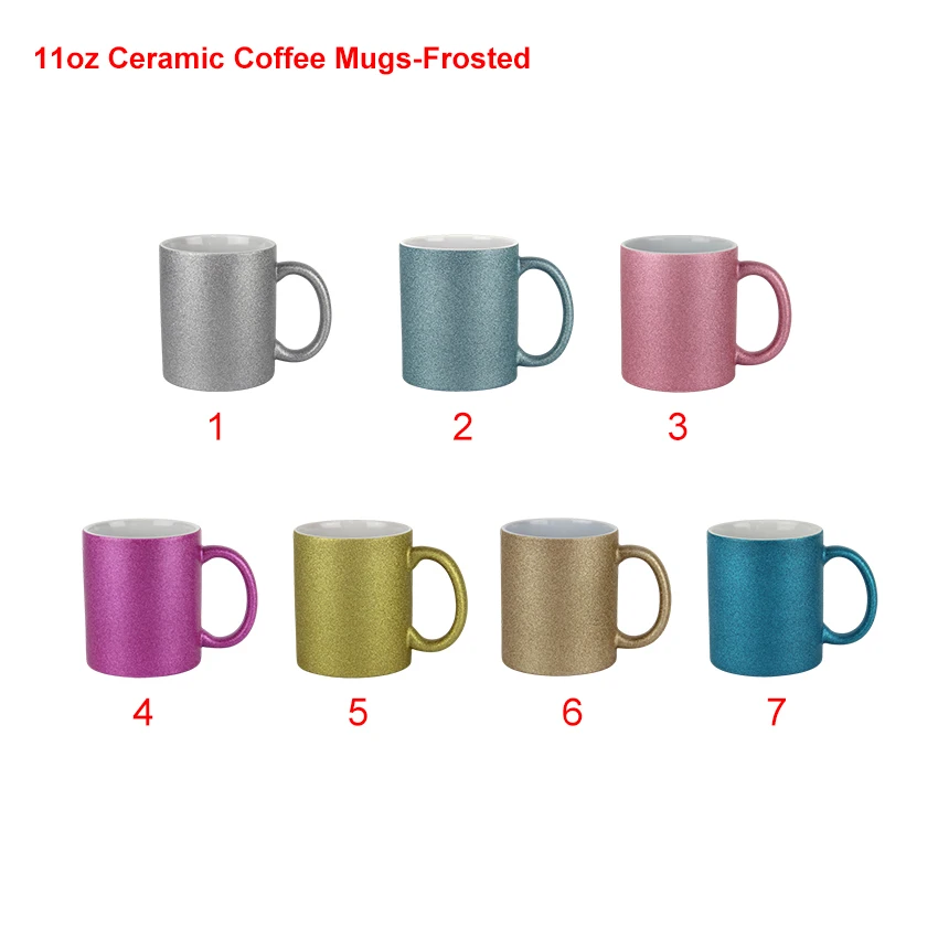 Wholesale 11oz Ceramic Coffee Mug Glitter Ceramic Coffee Mugs Sparkling Cups for DIY Sublimation Porcelain Coffee Mugs