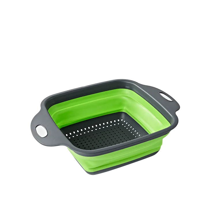 Kitchen Collapsible Colander Pasta Vegetable Fruit Basket With Handles Foldable Silicone Strainer