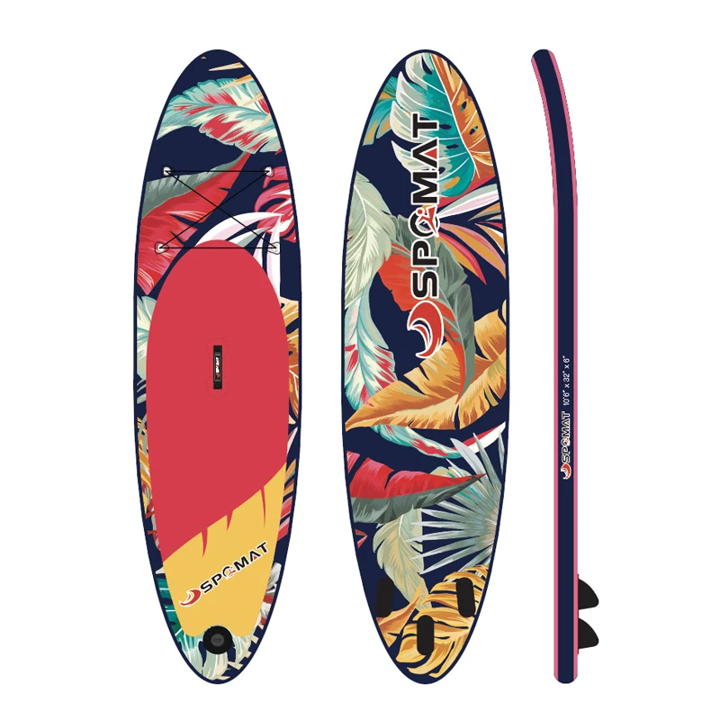 China factory fast ship inflatable sup customized tropical leaf printing design sup board inflatable SUP stand up paddle board