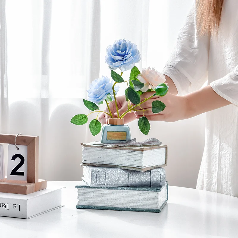 Nordic crafts simulation book decoration resin dried flower vase